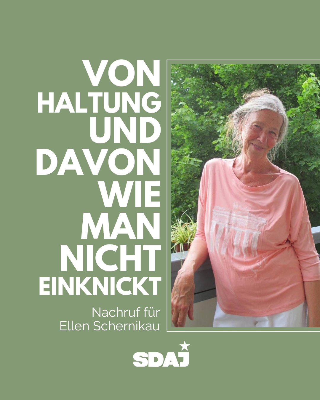 Von Haltung und davon, wie man nicht einknickt. Nachruf für Ellen Schernikau